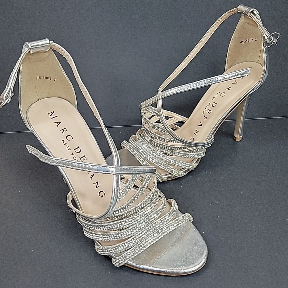 Marc Defang Rhinestone Bridal & Pageant Heels Sz 9 Wedding Preppy Strappy‎ Comfy